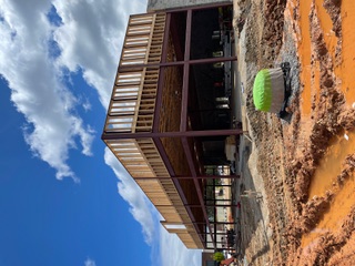 Two-story steel frame with wood decking on a commercial build