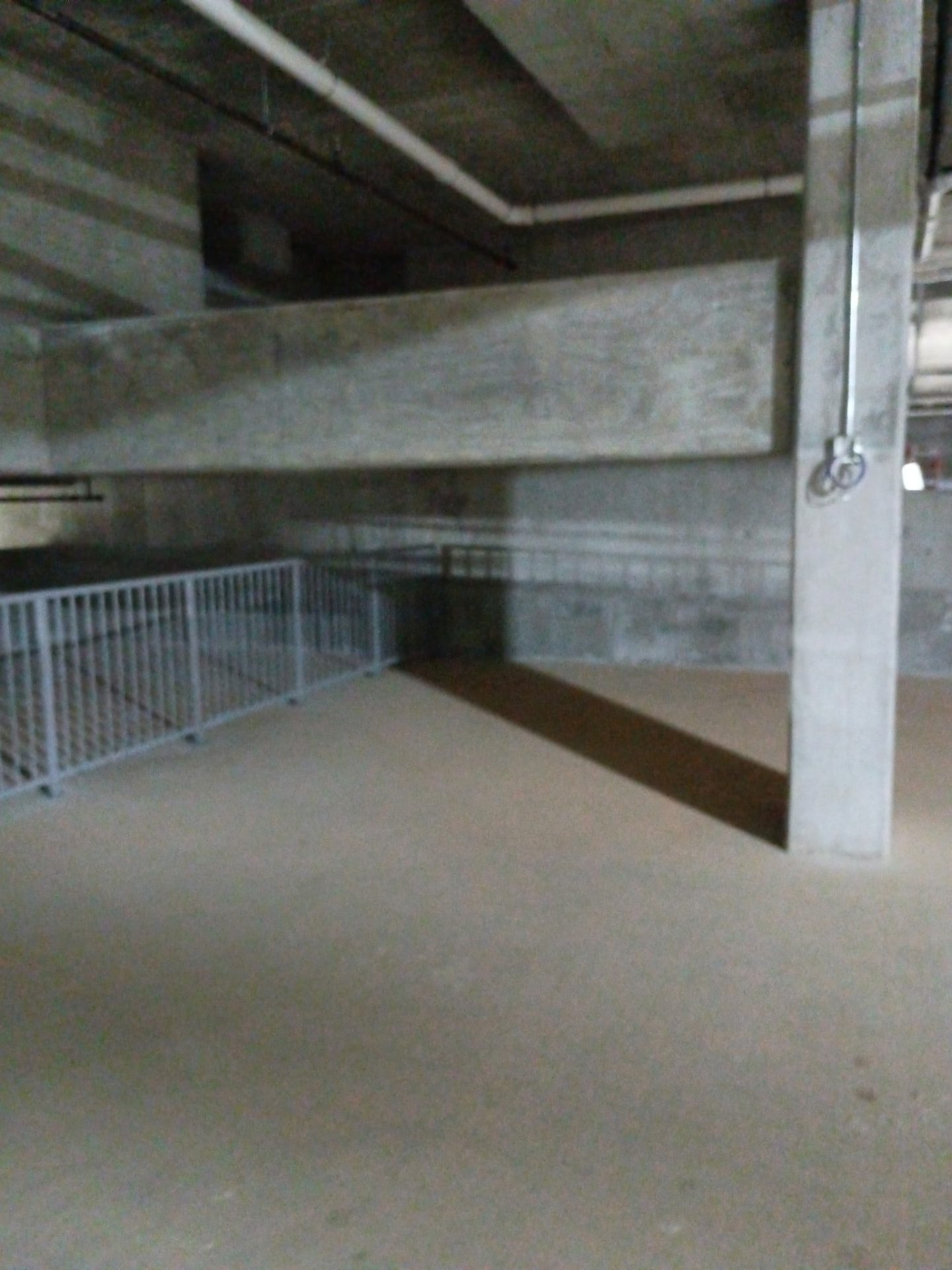 Metal guardrail in a parking garage