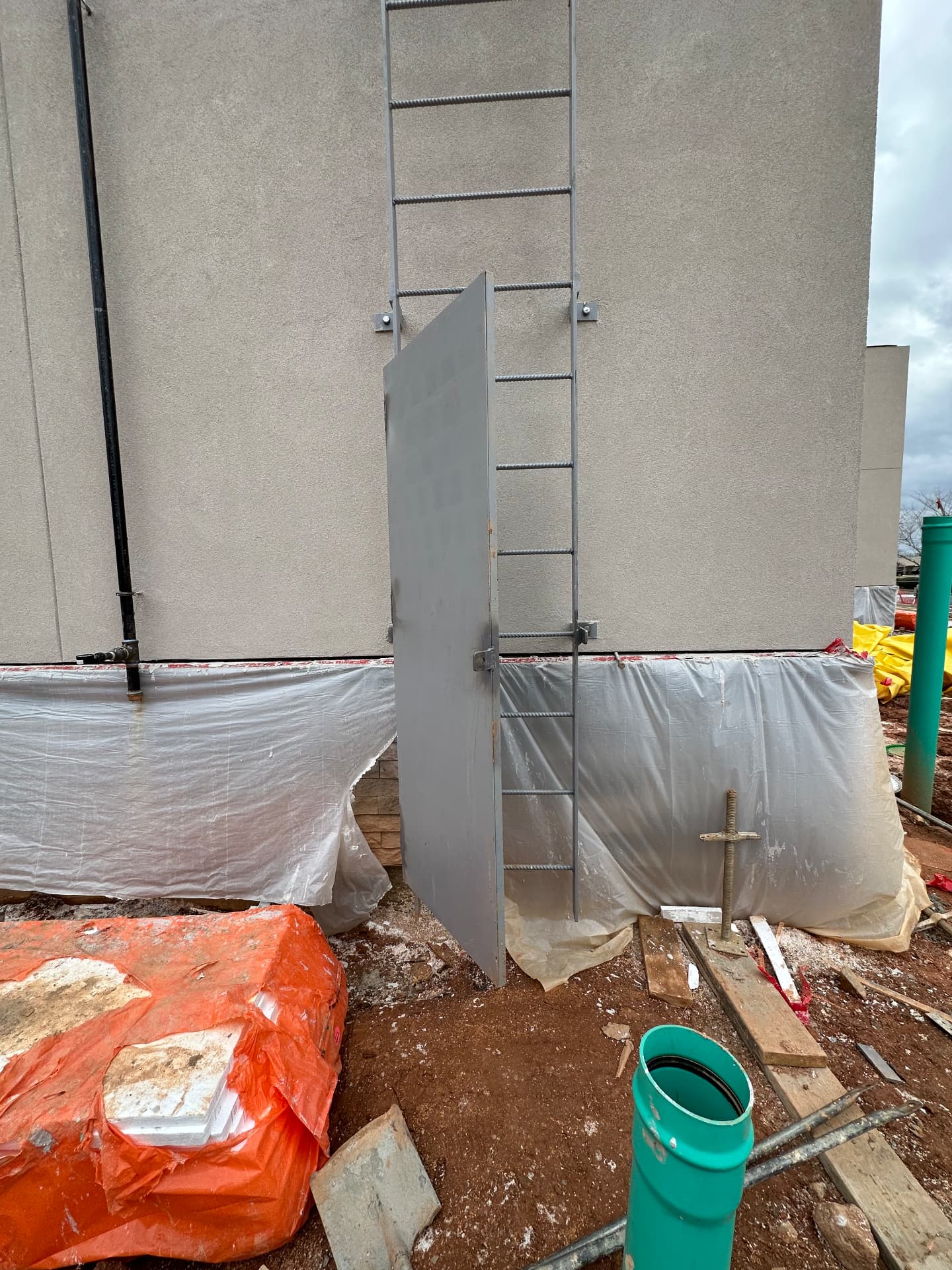 Roof access ladder with security door